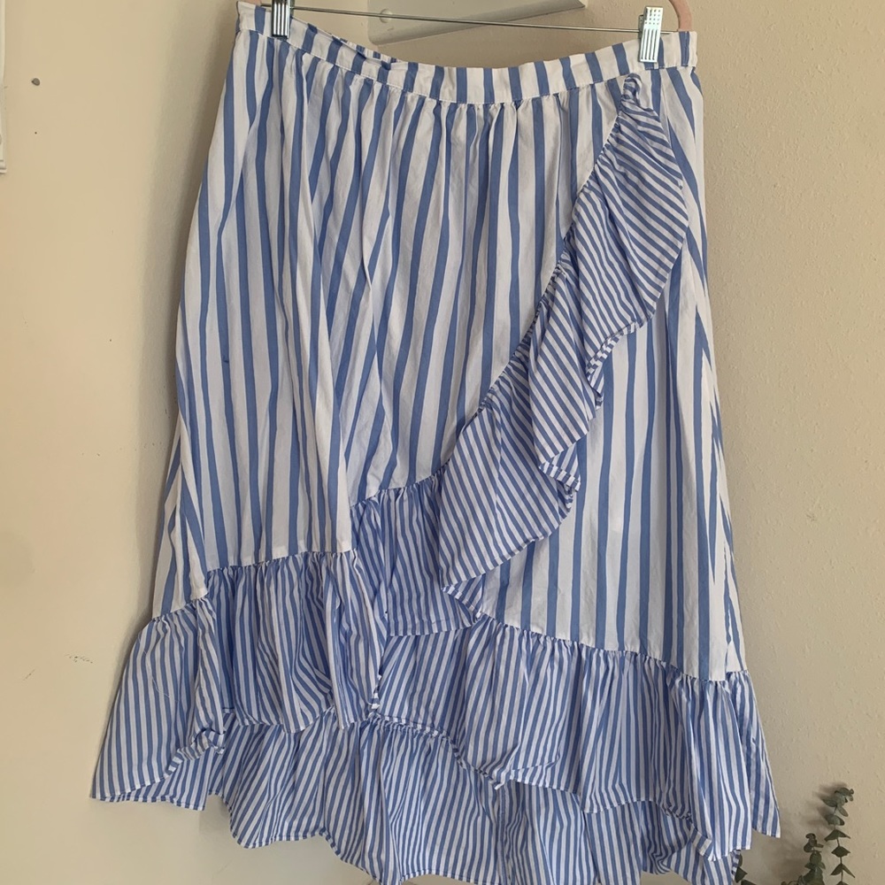 Striped Faux Wrap Skirt